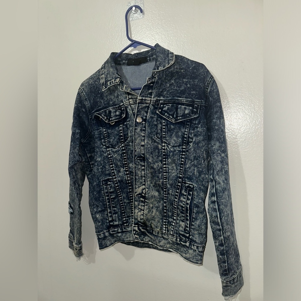 Forever 21 Stretch Acid Rinsed Denim Vintage Look Blue Jean Jacket size small